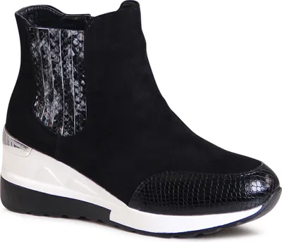 Produktbild von topschuhe24 2956 Damen Keilabsatz Stiefeletten Chelsea Boots , Farbe:Schwarz, Größe:38 EU