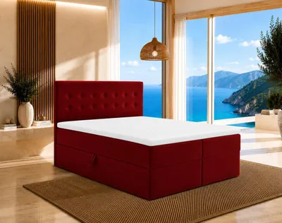 Immagine prodotto di Letto boxspring S-Deluxe 140x200 rosso con contenitore