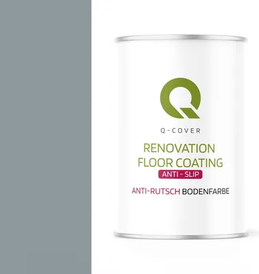 Produktbild von Q-COVER Anti-Rutsch Bodenfarbe 1 L Matt – Silbergrau RAL 7001 – Rutschfeste Garagen- & Kellerfarbe für Beton, abriebfest, wasserbasiert, für Innenbereiche