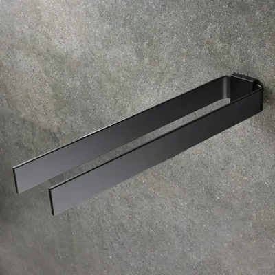 Productafbeelding van Handdoekrek - Dubbel - Mat zwart - 42 cm - Wandmontage