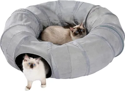 Produktbild von Purpurra Tiertunnel Katzentunnel mit Plüschmatte und Ball, Grau