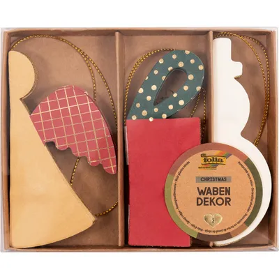 Produktbild von folia Wabendekor CHRISTMAS 3er Set Geschenk & Co