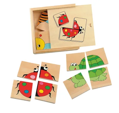 Zdjęcie produktu dla Mini puzzle "Biedronka" w drewnianym pudełku