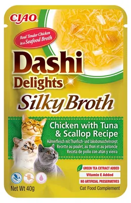 Zdjęcie produktu dla INABA CAT DASHI DELIGHTS SILKY kurczak łosoś przegrzebki 40g