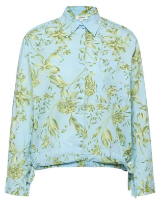 Produktbild von s.Oliver Damen Bluse Relaxed Fit Brusttasche blau