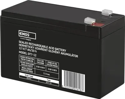 Productafbeelding van EMOS Onderhoudsvrije loodaccu, 12 V/7 Ah, Faston 4,7 mm, model B9691