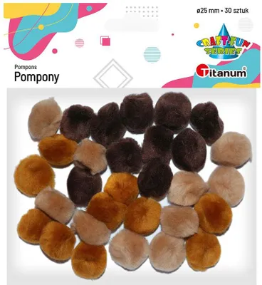 Obrázek produktu pro Pompony akrylowe tonacja brązowa 25mm 30szt Titanum