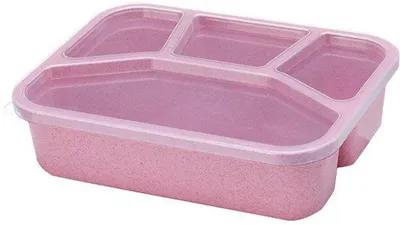 Image de Boîte à lunch en plastique à 4 compartiments, couleur rose