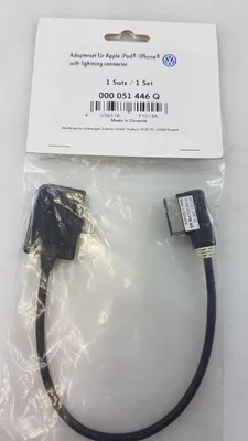 Zdjęcie produktu dla Oryginalny kabel do ładowania adaptera Volkswagen dla urządzeń iPhone/iPod/iPad, numer części: 000051446Q