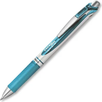 Produktbild von Pentel EnerGel Xm, Ausziehbarer Gelschreiber, Hellblau, Blau, Silber, Kunststoff, Gummi, Rund, 0,35 mm