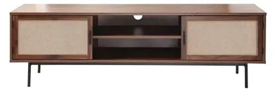 Image de CALICOSY - Meuble TVReproduction noyer avec façades en tissu L140 cm JETSON