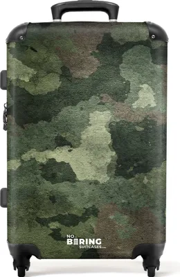 Obrázok produktu pre NoBoringSuitcases.com® Veľký kufor - maskáčová zelená - vzor - kombinovaný zámok TSA - pevná škrupina na kolieskach - 72 litrov - cestovný kufor - 66 cmKufr Medium 67x43x25 cm, 72L,