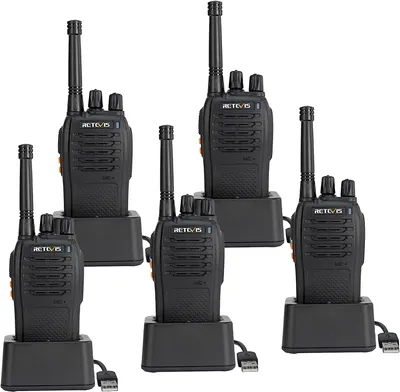 Immagine prodotto di Retevis RB668 Radio, Walkie Talkie professionale ricaricabile da 1200 mAh, allarme di emergenza PMR446, torcia LED Squelch, Walkie Talkie a mani libere per adulti (nero, 5 pezzi)