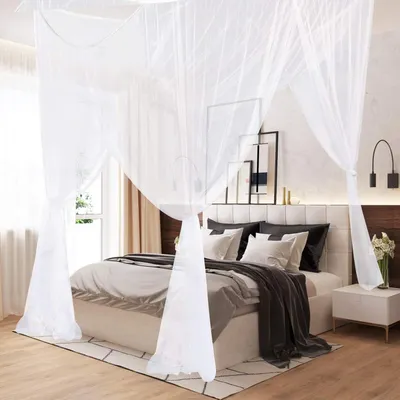 Productafbeelding van Klamboe kingsize, wit, 4 hoekpalen, voor kinderbed