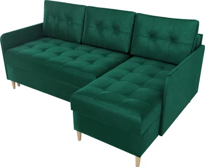 Produktbild von BroMARKT Ecksofa mit Schlaffunktion und Bettkasten Fado Grün Samtstoff Rechts