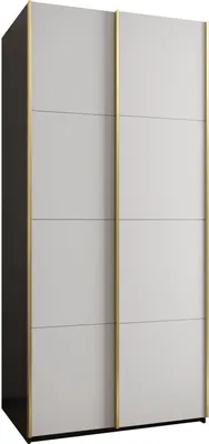 Produktbild von MEBLE KRYSPOL LUX 1 Kleiderschrank - 245,5x100x64cm - Schwarz, Weiß, Gold