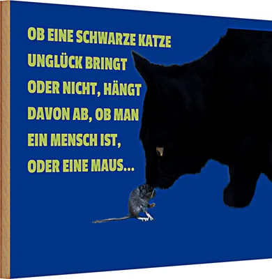 Produktbild von Holzschild Spruch 30x20cm ob schwarze Katze Ungück bringt