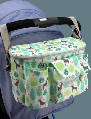 Image de ASKSA Organisateur de poussette Sac de poussette Sac de poussette Porte-gobelets Sac à langer (Vert clair)
