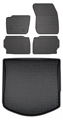 Produktbild von Gummimatten + Kofferraumwanne für Ford Mondeo MK4 2007-2012 (Kombi, Notrad) – Schwarz, passgenau – Wielganizator SolidPRO
