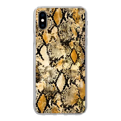 Produktbild von MuchoWow® Handyhülle Schutzhülle Hülle für iPhone Xs Tiermuster - Schlange - Gold - Schwarz Silikon Softcase Handy Hülle - Handytasche