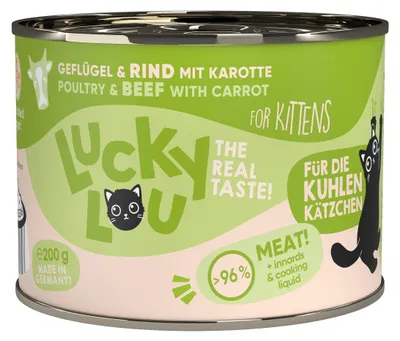 Produktbild von Lucky Lou Lifestage Kitten Geflügel & Rind 6x 200 g