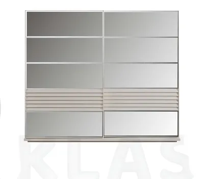 Produktbild von Schlafzimmer Möbel Glasschrank Designer Doppelbett Holz Nachttische 4tlg