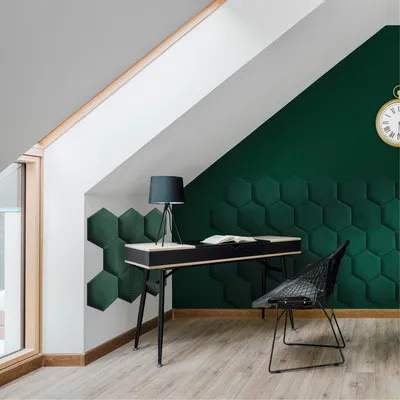 Produktbild von Wandkissen Riviera Hexagon dunkelgrün Samt-Optik 29 x 34 cm