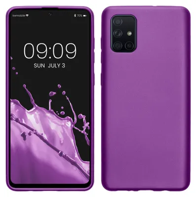 Produktbild von kwmobile Handyhülle für Samsung Galaxy A71 Hülle - Silikon Case metallisch schimmernd - Schutzhülle Cover - Metallic Violett