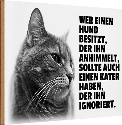 Produktbild von Holzschild Spruch 30x20cm wer Hund hat soll Kater haben