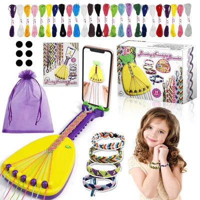Produktbild von Freundschaftsbänder Bastelset für Kinder 6-14 Jahre, DIY Armband Knüpfen Set mit 25 Garnen und Webstuhl