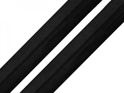 Produktbild von 25m Falzgummi 20mm Faltgummi elastisches Einfassband Schrägband Saumband Farbwahl, Farbe:schwarz