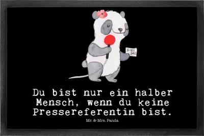 Produktbild von Mr. & Mrs. Panda Gummimatte Pressereferentin Herz 50 x 75 cm - Schwarz - Geschenk, fußmatte, bodenmatte, Studium, Schmutzmatte, Spruch, Lustig, Schmutzfangmatte, Witzig