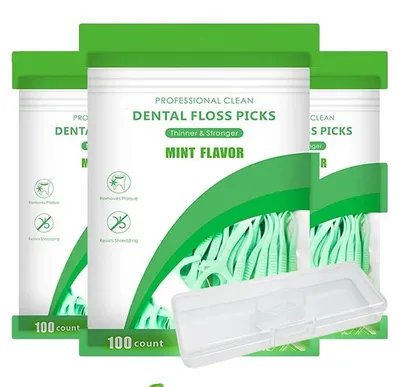 Imagen del producto de Dispensador de hilo dental, sabor a menta, material duradero, 300 unidades y 1 caja