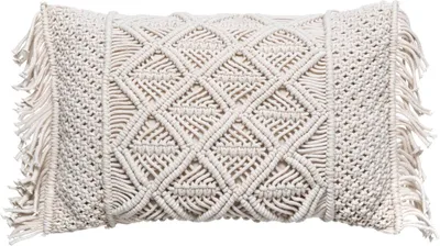 Obrázek produktu pro Dekorační polštář s třásněmi MACRAME, 30 x 50 cm, béžový