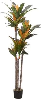 Obrázok produktu pre Umelá rastlina Dracena – realistická dekoratívna rastlina – výška 155 cm – vrátane kvetináča – vhodná do interiéru