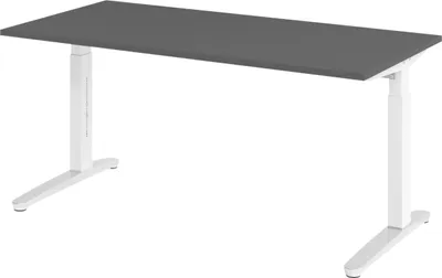 Produktbild von bümö Schreibtisch Serie-XB - Größe:  160 x 80 cm, Nachbildung: Graphit, Gestell: Weiß/Alu poliert