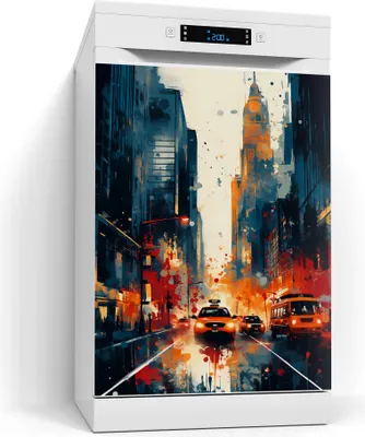 Produktbild von DEQORI Magnetmatte Spülmaschine beschreibbar 60x80 cm 'Metropolenrausch' Magnetfolie