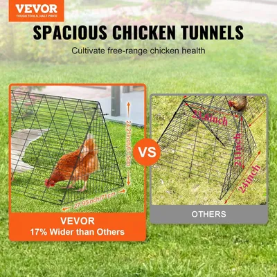 Image de Tunnel pour poulets - Kipren - Tunnel portable pour poulets - Enclos pour volailles - Enclos de jardin - Dimensions généreuses : 600 x 400 x 61,5 cm