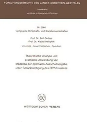 Obrázok produktu pre Theoretische Analyse und praktische Anwendung von Modellen der optimalen Ausschußvorgabe unter Berücksichtigung des EDV-Einsatzes
