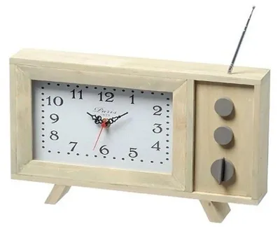 Produktbild von Tischuhr Fernseher TV Holz H/B/T 35/6/17,5 cm