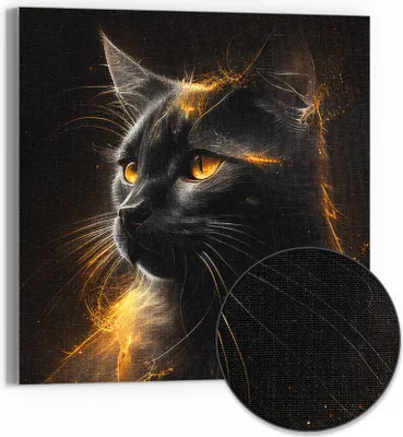 Produktbild von DEQORI Hybrid Leinwand Bild 30x30 cm 'Goldener Katzenglanz' Wandbild Glas flach modern