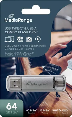 Produktbild von MediaRange USB-Stick 64 GB USB 3.1 combo mit USB Type-C