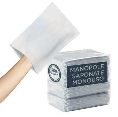 Immagine prodotto di KediLife Manopole Saponate Monouso - 200x Guanti Saponati per Anziani
