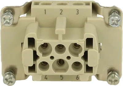 Immagine prodotto di HARTING Han 6Ex inserto femmina (F) connessione a vite, 6 poli + PE 90 V, 16 A - 1 pezzo