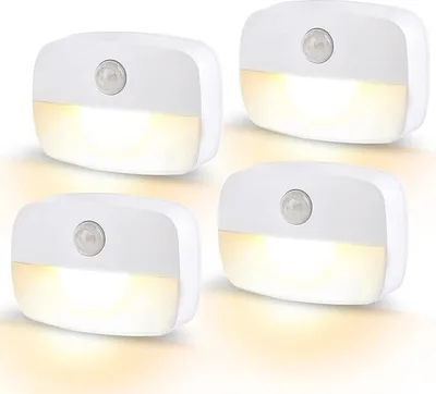 Produktbild von Nachtlicht mit Bewegungssensor, 2er Set mit Batteriebetrieb, Innenbeleuchtung, Auto Ein/Aus-Sensor für Flur, Treppen, Bad, Schlafzimmer, Küche.