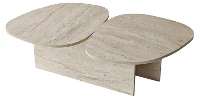 Obrázek produktu pro Dřevěný konferenční stolek „Stones“ 125 x 60 x 38 cm – travertin