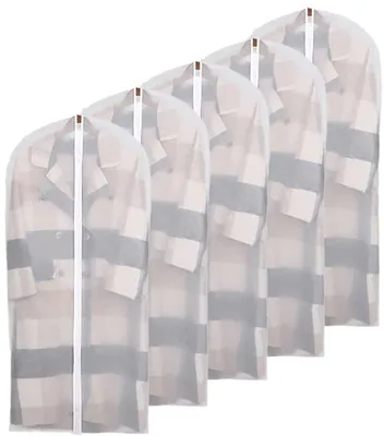Zdjęcie produktu dla Pokrowce ochronne, wodoodporne, pyłoszczelne, z zamkiem i klamrą, z PEVA, przezroczyste, oddychające, zestaw 5 sztuk (60 x 120 cm)