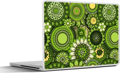 Produktbild von MuchoWow® Laptop Aufkleber Sticker Cover Blumen - Grün - Muster 32.5x23.5 cm - Sticker für Laptop - Selbstklebend