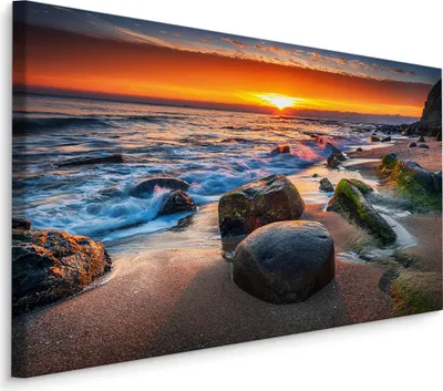 Produktbild von Fabelhafte Canvas LEINWAND BILDER 40x30 cm XXL Kunstdruck Natur Meer Strand Himmel