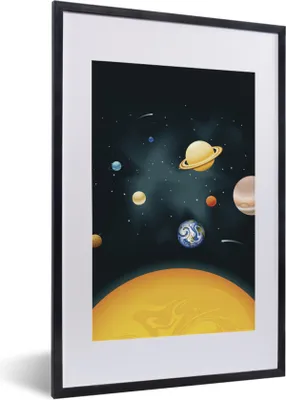 Produktbild von MuchoWow® Gerahmtes Poster Eine Illustration des Sonnensystems mit unserem Planeten 40x60 cm - Poster mit Schwarzem Bilderrahmen Wandposter Rahmen Foto Bilder - Poster in Rahmen